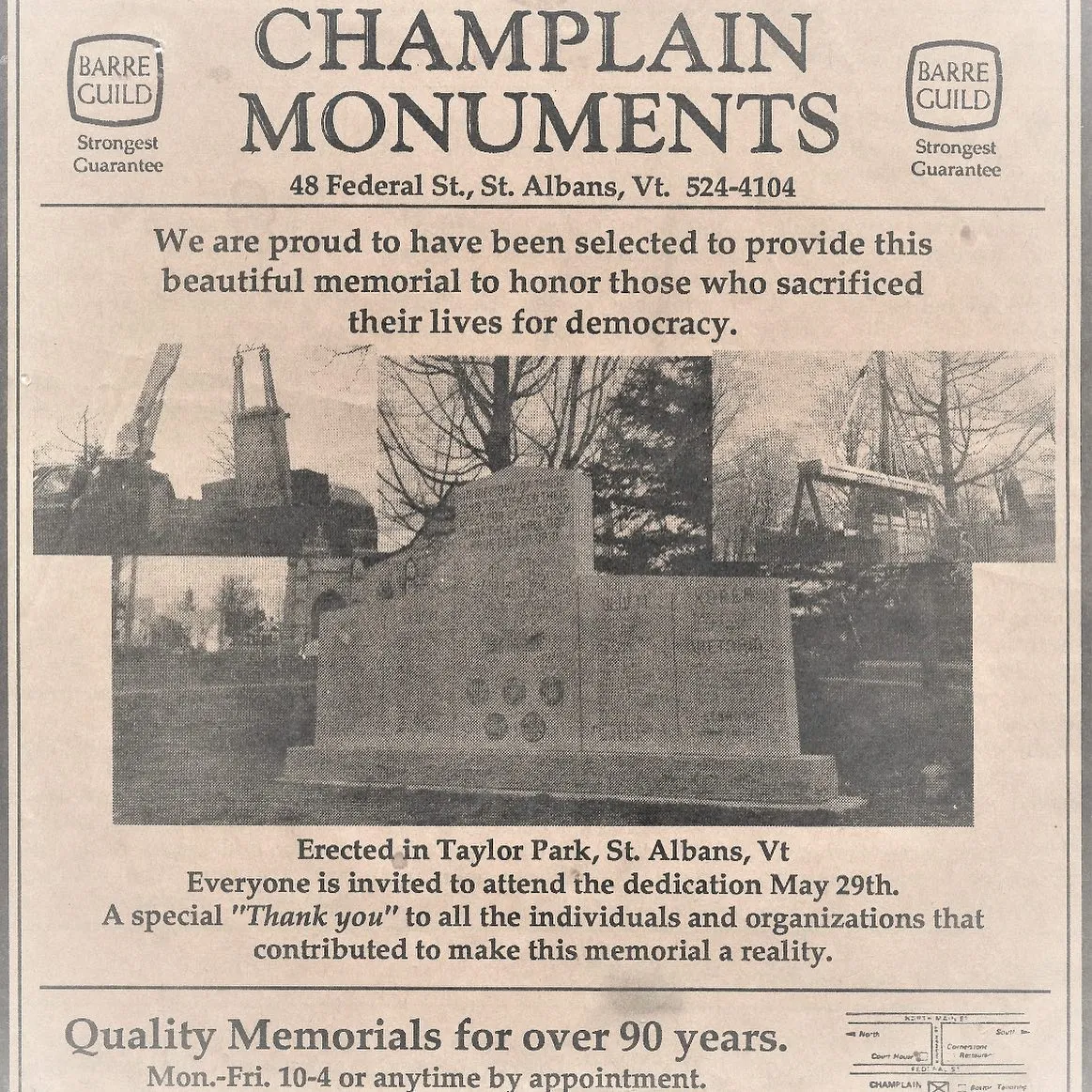 Historical newspaper clipping referencing Taylor Park, Saint Albans