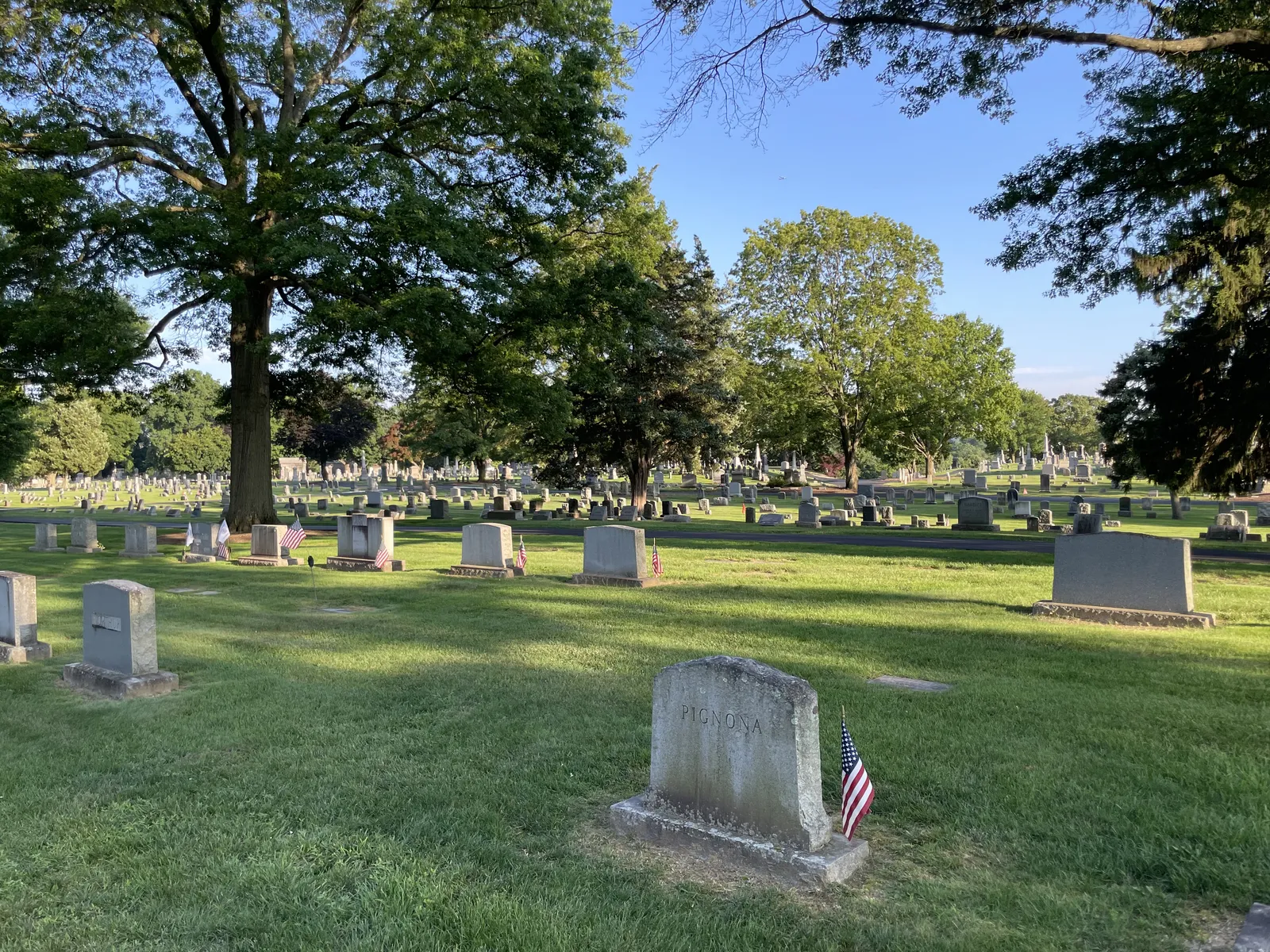 Cemetery with monuments in varied styles