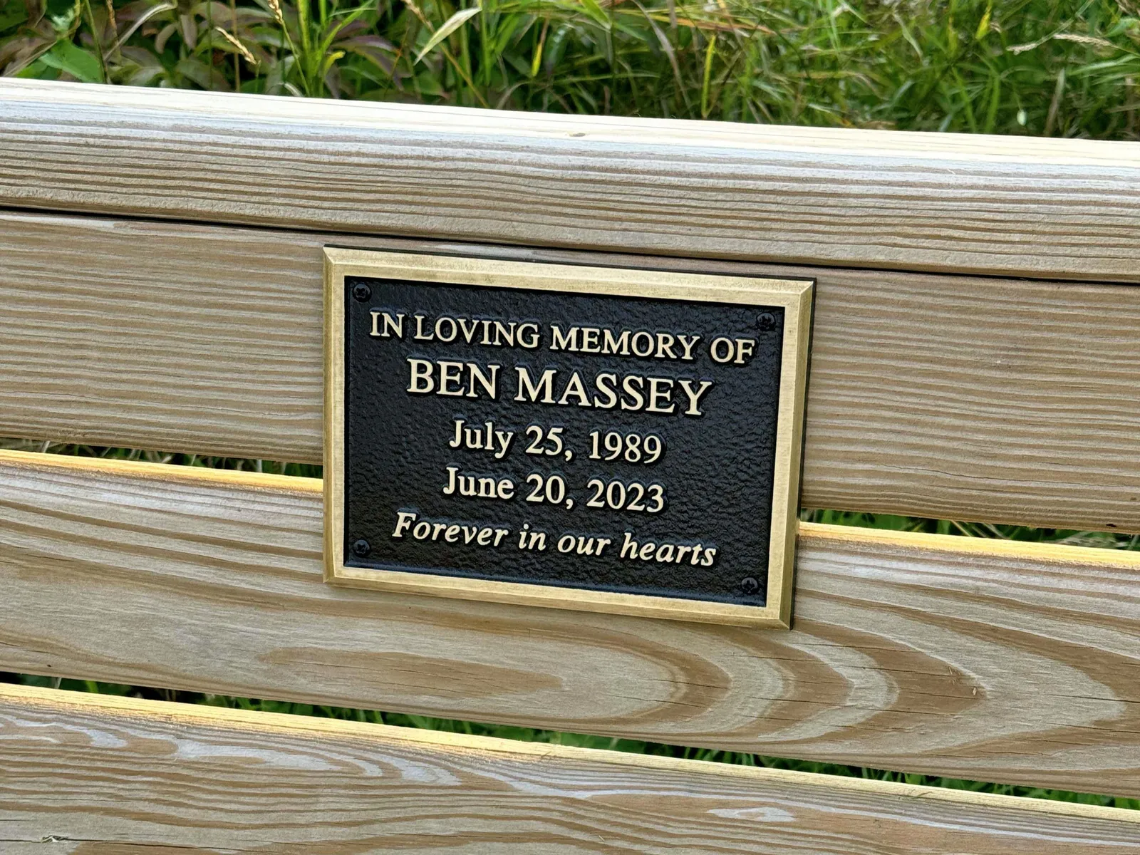 Bronze plaque set into a granite monument