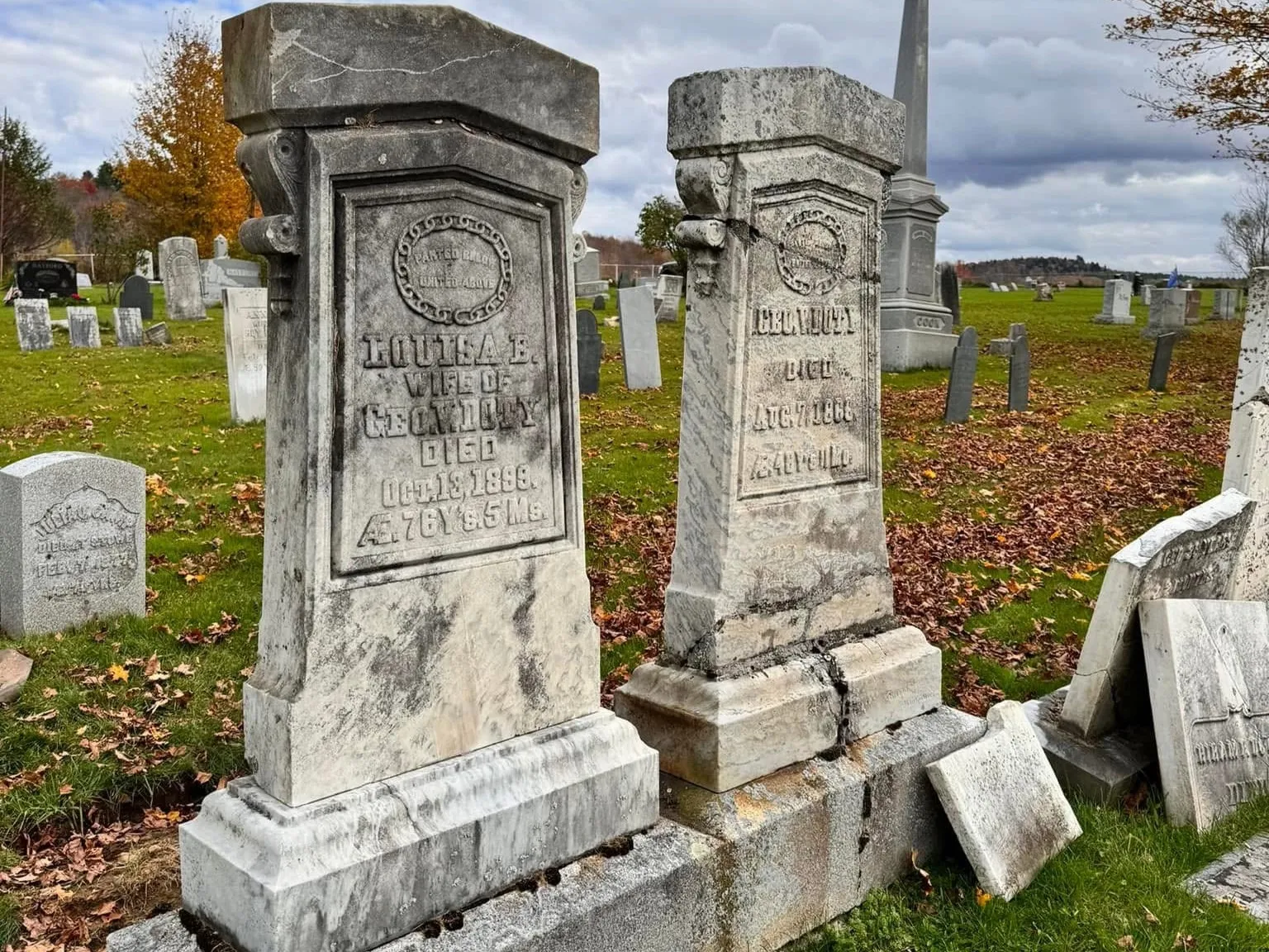 Same tablet memorial reset, repaired, and standing upright again